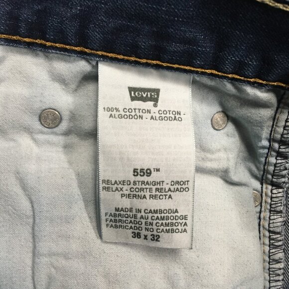 Levis Mens 559‎ Relaxed Straight Fit Blue Jeans size 36x32 Cotton Denim Pants - Picture 6 of 14